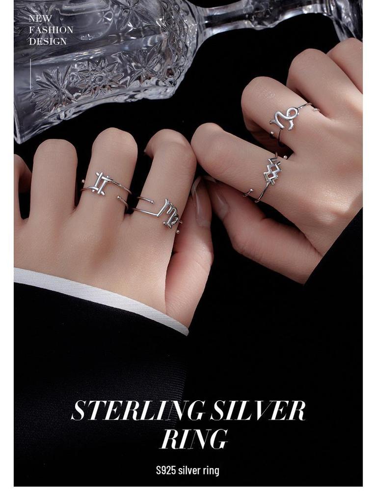 Banyan Tree S925 Silver Double-Layer Zodiac Ring: Elegant, Unisex, Trendy Index Finger Accessory