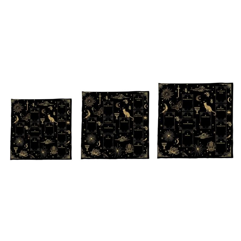 Practical Foldable Night Theme Tarots Cloth Easy To Clean Velvets Divination Mat Fabric Texture for Spiritual Practices