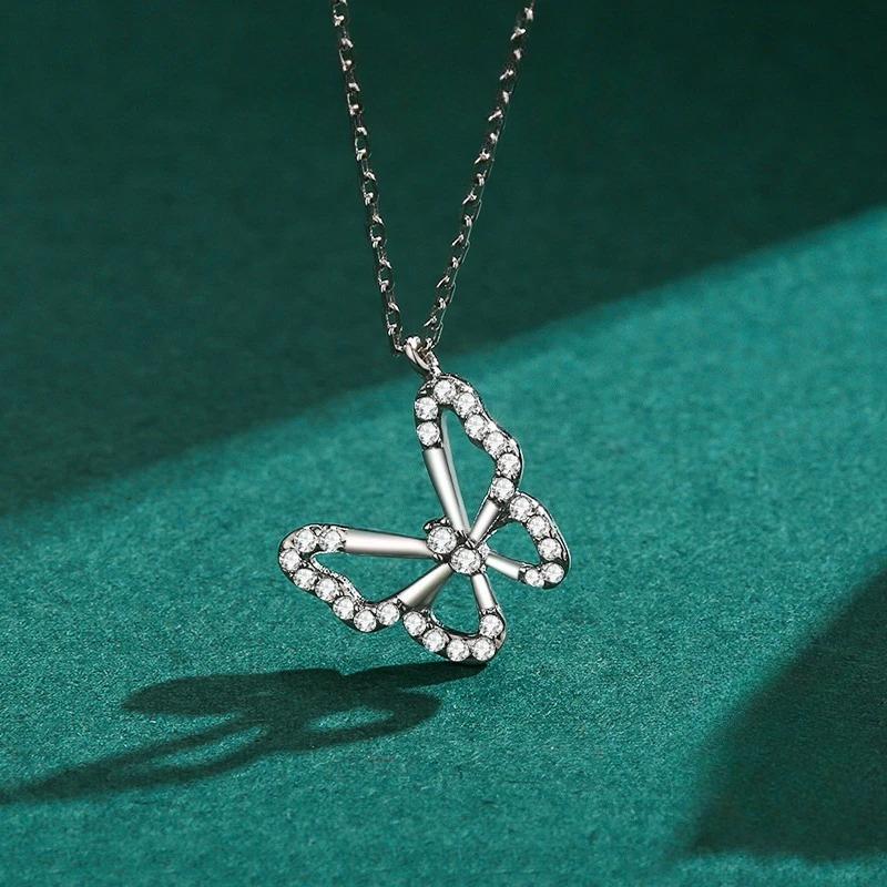 

Ailmay Genuine Sterling Silver Charm Elegant Butterfly Animal Clear Zircon Necklace for Women Fashion Statement Fine Jewelry
