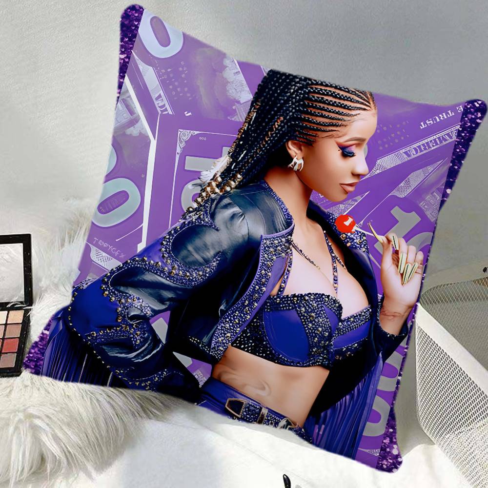 Singer CCardi B Pillow Case Square Pillow Bedroom Sofa Leisure Comfort Cushion Car Home Decoration