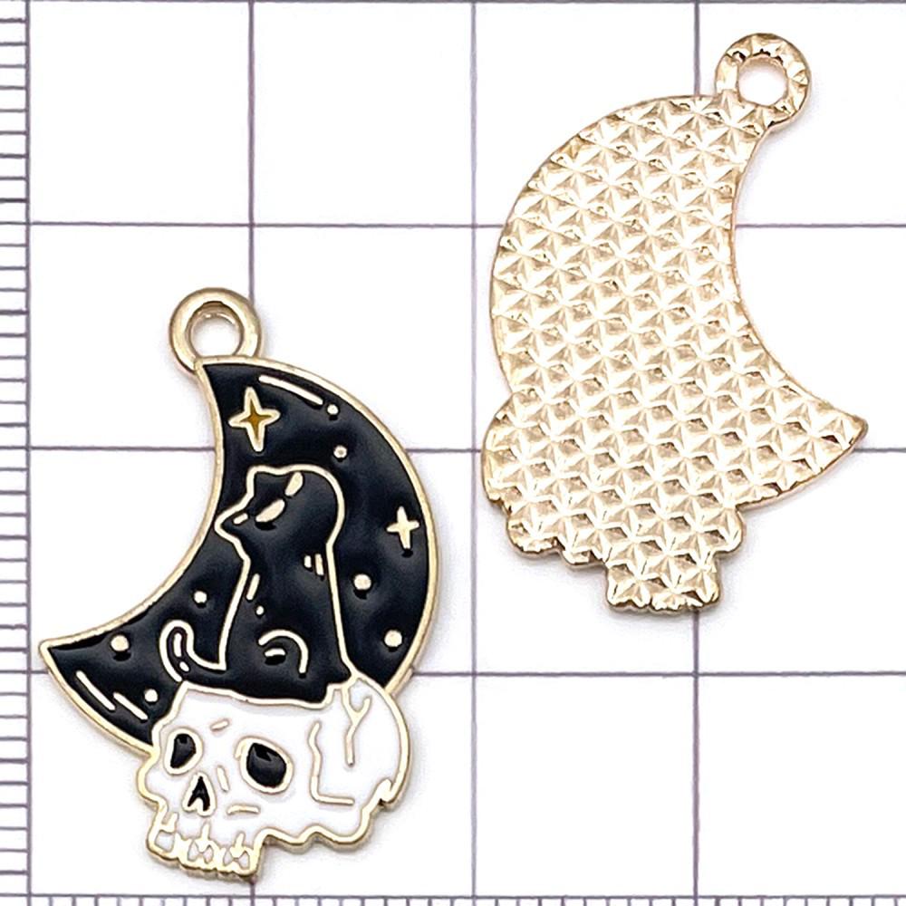 8-Piece Black Oil Drip Alloy Halloween Cartoon Cat Charms for DIY Jewelry