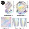 Holographic Mermaid Party Decorations Iridescent Under The Sea Girls Birthday Shell Tableware Plates Cups Tablecloth Baby Shower