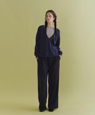 ANDNEEDS Drew Stripe Banding Slacks (Charcoal)