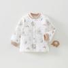 Unisex Baby Cartoon Jacket - Lightweight 60g Cotton, Two-Button, Seamless, Warm Outerwear for Autumn Outings.