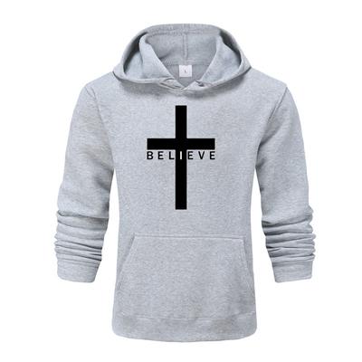 Męskie i damskie długie rękawy Wierzę, że Jezus Chrześcijaństwo Drukowane bluzy Męski design Casual Sport z kapturem