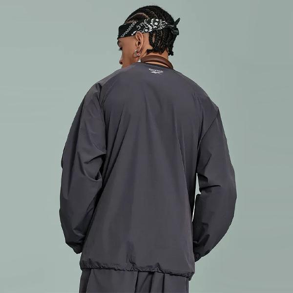 Reebok Embroidered Logo Crew Neck Sweatshirt Unisex Tops Charcoal-Black 24SRC301UGH1