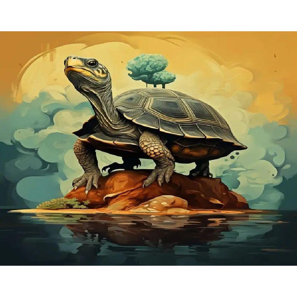

RUOPOTY Diy Краска по номерам с рамкой Рисунок морской черепахи с цифрами для взрослых Животные Современное настенное искусство 40x50cm NO Frame