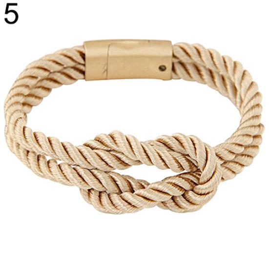 Women's Men's Braided Rope Chain Bracelet With Magnetic Clasp Bow Charm Bangle