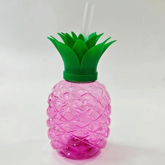 Pineapple Plastic Cup with Lid & Straw 500ml Strawberry Iced Coffee Wine Tea Mug Fruit Shaped Tumbler for Party Wedding Birthday