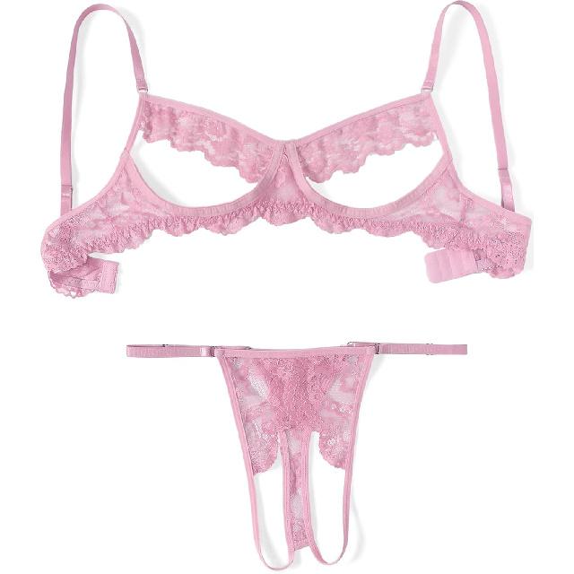 Avidlove Sexy Floral Lace Cutout Lingerie Set for Women Bra Panty 2 Piece