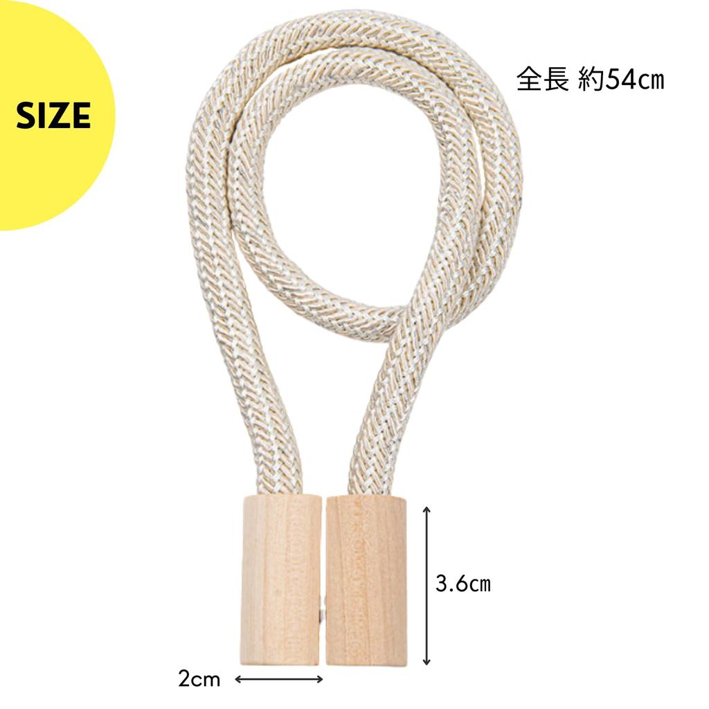 Set of 2 Wooden Curtain Tassels with Magnets, Beige, NYANDELMO ND-0157-R08-BE-52cm-2(2)