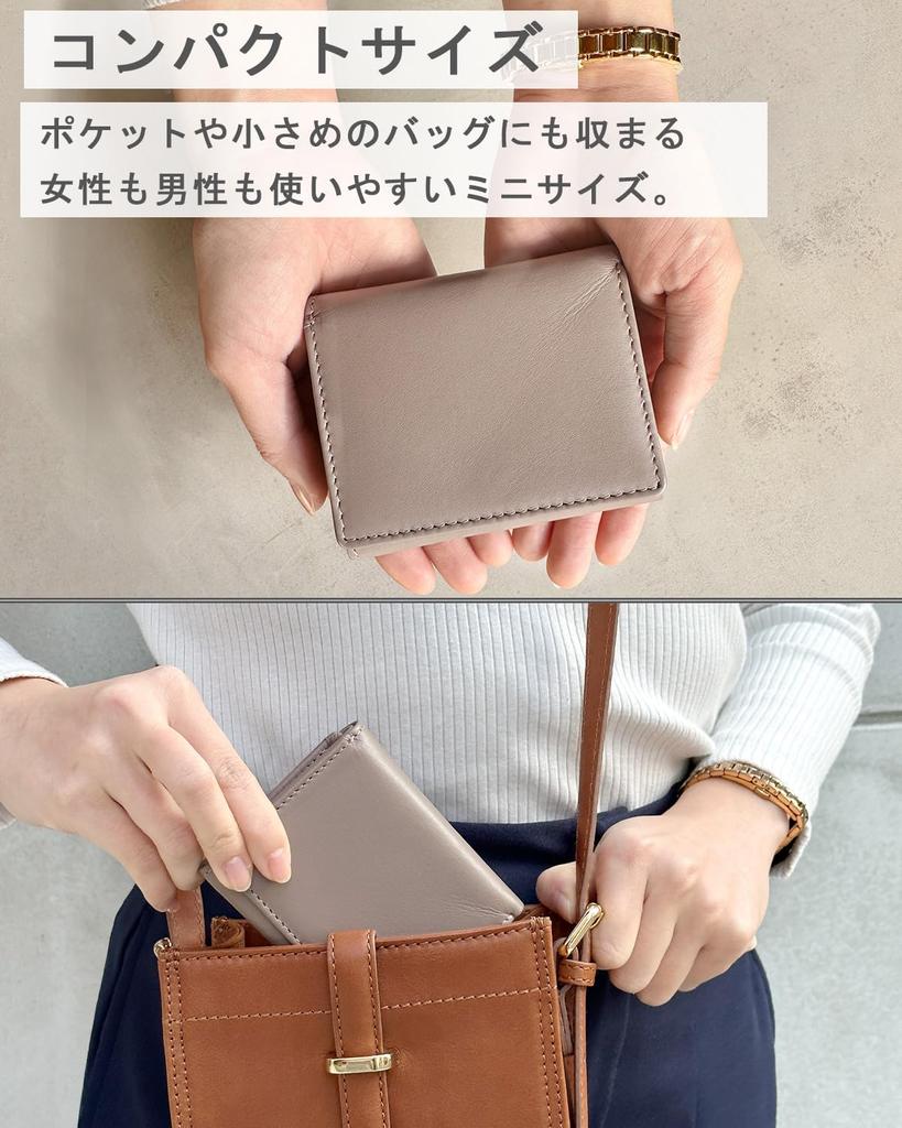 Mieno Mini for Men and Women Genuine Wallet, Compact, [Selected Leather, Tri-Fold, Compact] (Red)