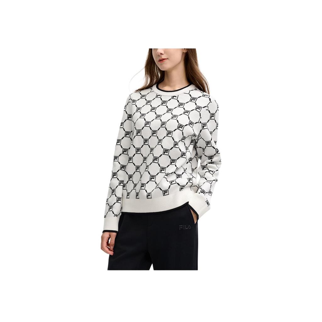 New FILA Sweater Women's Cloud White F11W518402F-WT