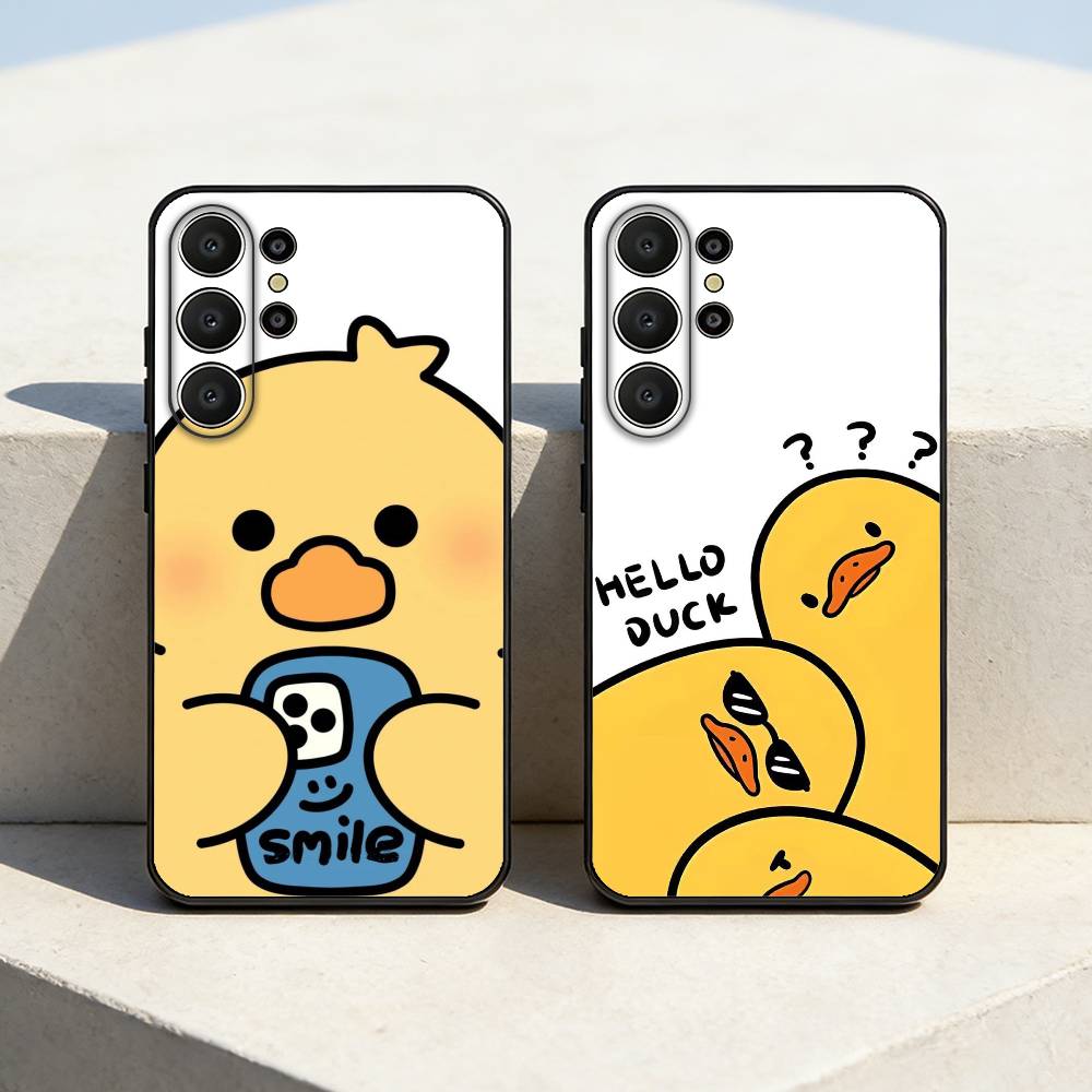 Funny Yellow D-Duck Cute Phone Case For Samsung S26,S25,S24,S21,S22,S23,S30,Ultra,S20,FE,Lite,10,9,Black Cover