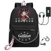 Printed Iron Chain Usbgenshinimpact Yuanshen Backpack Leisure Middle School Student Travel School Bag