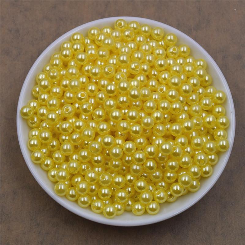 6Mm Straight Hole Round Abs Imitation Pearl Clothing Accessories Double Hole Environmentally Friendly Plastic Beads Fake Pearl
