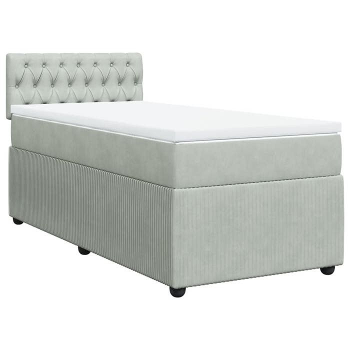 VidaXL Sommier à lattes de lit et matelas Gris clair 100x200cm Velours 3289968