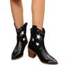 European and AmericanMartin Boots Embroidered Pointed Short Knight Boots Women's Cross-border Embroidery Retro Middle Heel Fashion Leather Boots