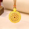 Gold Lotus Rhinestone Compass Pendant Necklace - Rotatable Court Style for Women