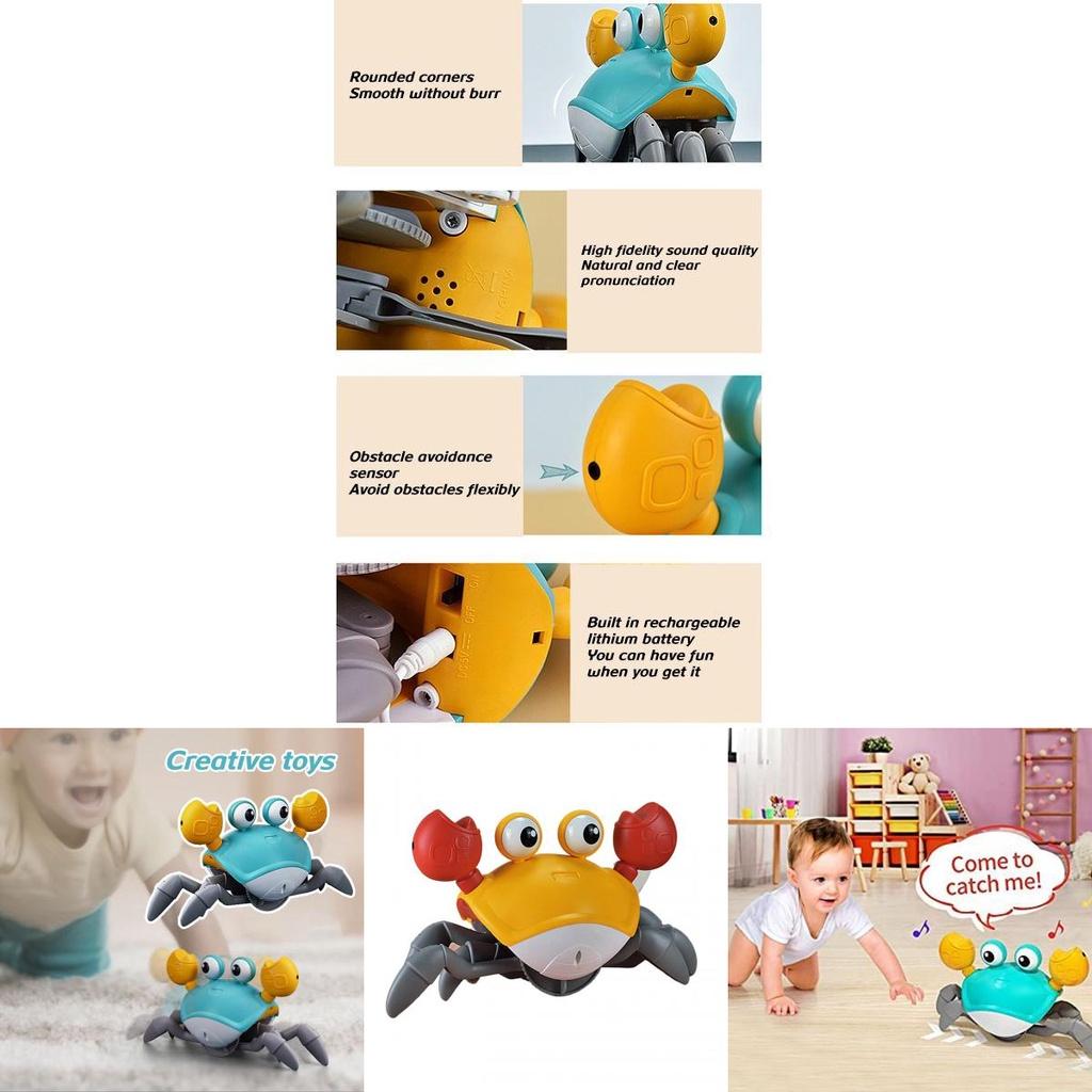 Interactive Electric Music Crab Toy With Obstacle Avoidance And Lights