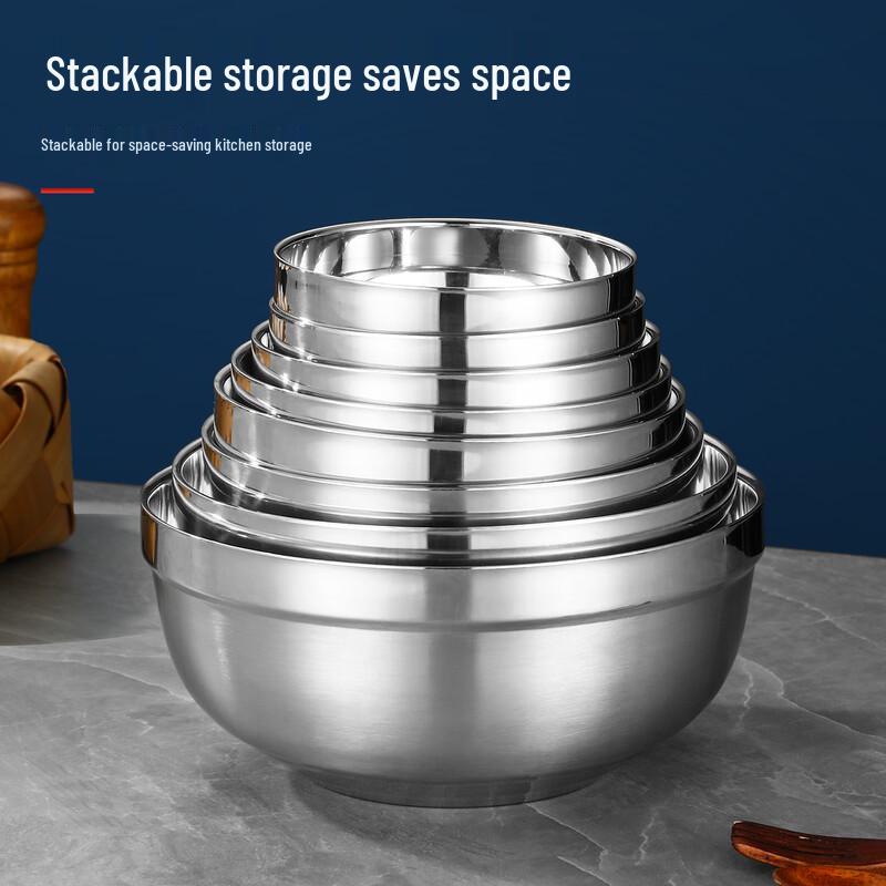 Gu Rou 304 Stainless Steel Double-Layer Insulated Bowl