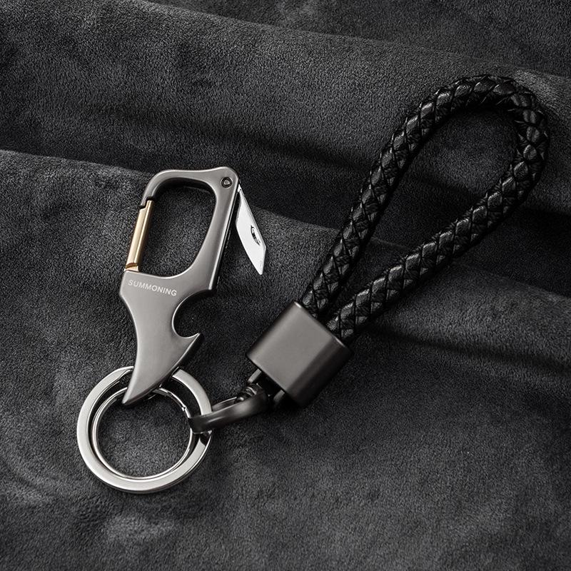 Men's Waist-Mounted Keychain with Box Cutter, Creative Key Ring, Anti-Lost Phone Number Tag Pendant