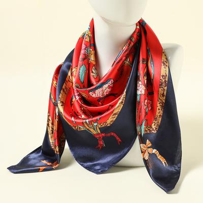 90 * 90cm New Silk Scarf Women'S Spring And Summer Decorative Scarf Sunscreen Travel Shawl Autumn And Winter Scarf Thin Edition