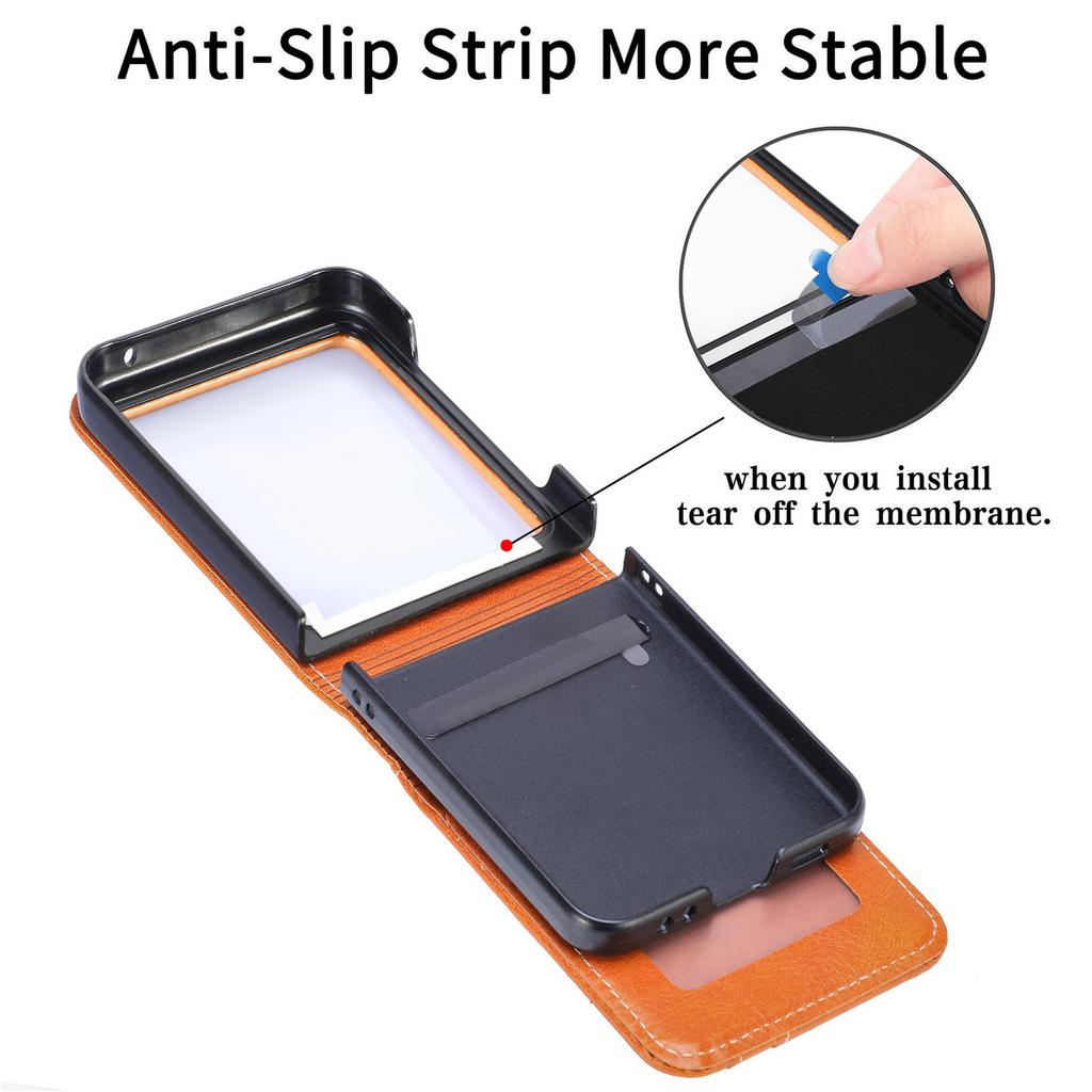 PU Leather Phone Case for Samsung Galaxy Z Flip 8 7 6 5 4 3 Flip8 Flip7 FE Flip6 Flip5 Folding One-piece Card Holder Cover XL002