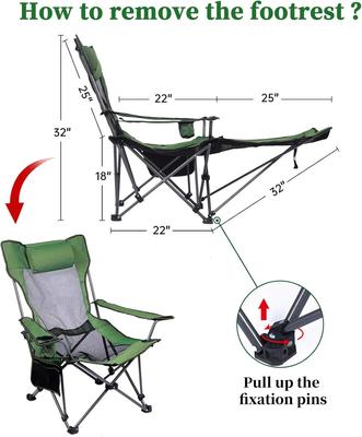 Camping-Liegestuhl, Tragbarer Camping-Liegestuhl, Faltbarer Campingstuhl mit Fußstütze, Kopfstütze & Aufbewahrungstasche