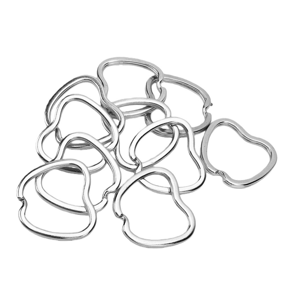 10pcs Metal Keychain Clasp Key Holder Rings for Craft Hanging License Plate Silver