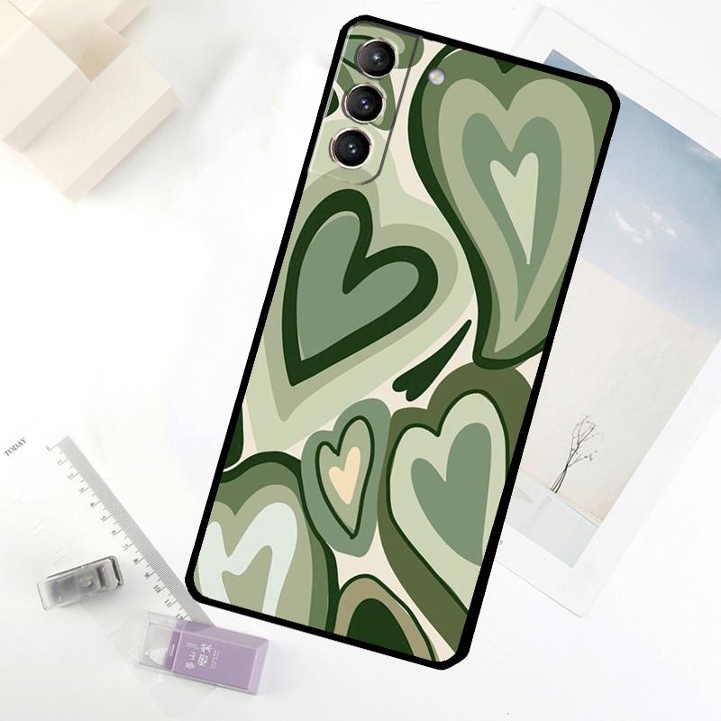 Brown Purple Hearts Swirl Pattern Phone Case For Samsung Galaxy S24 FE S23 Ultra S21 S22 S25 S26 Ultra S10 Plus S20 FE Cover