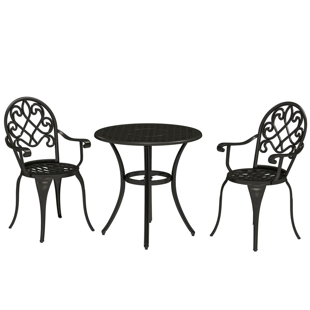Three-Piece Elegant Aluminium Garden Set - Black