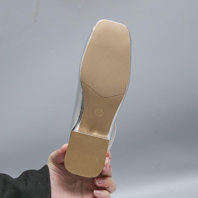 New French Retro Fashion Square Toe Middle Heel Mary Jane Shallow Toe Shoes for Dance Single Shoes