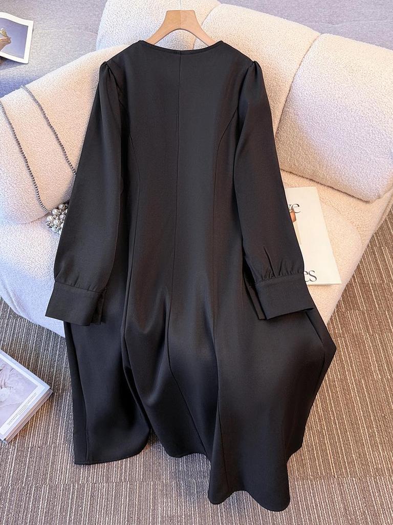 Plus Size Women's Mid-Length Korean Style Slimming Windbreaker Jacket for Autumn/Winter