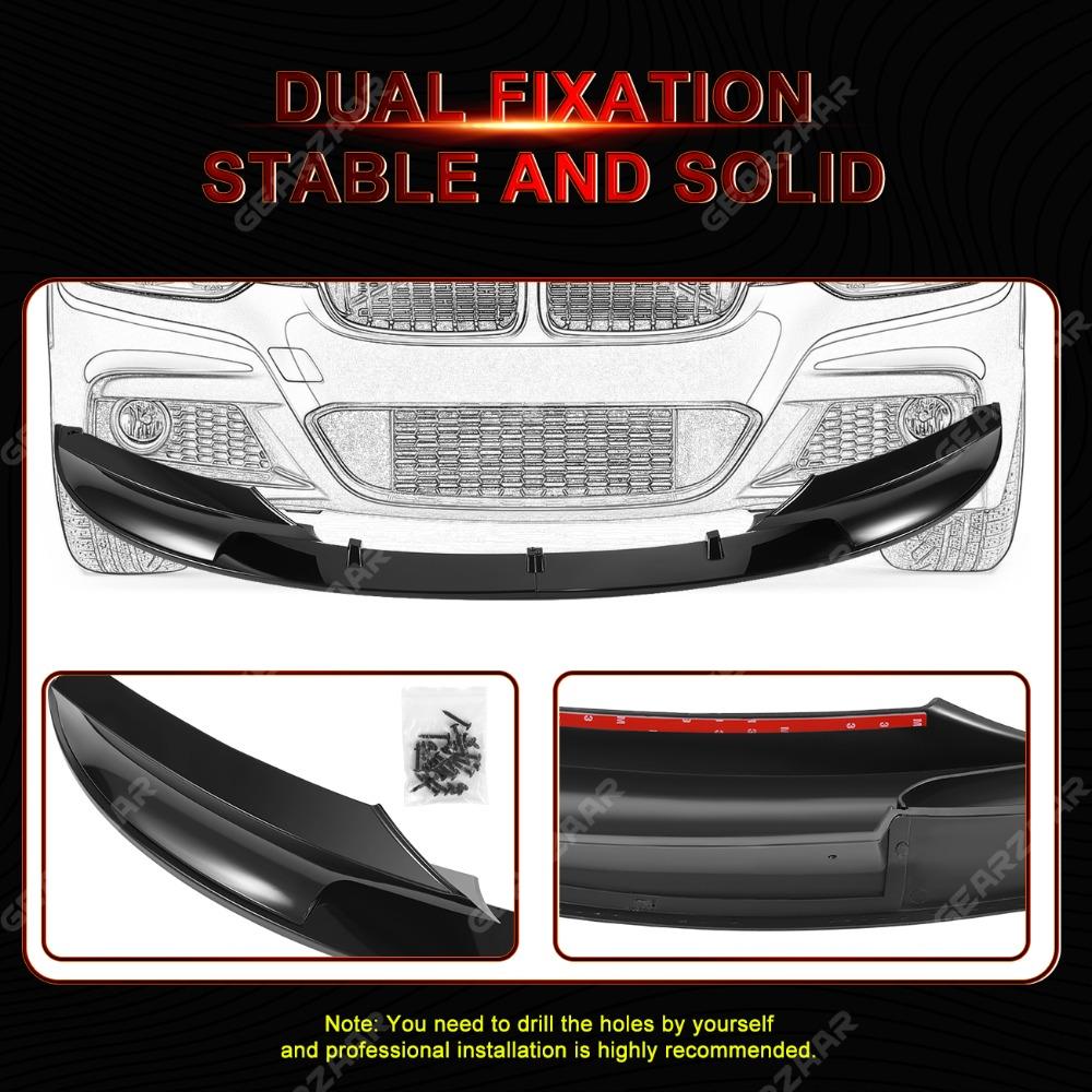 FOR BMW F30 F31 3 SERIES M STYLE FRONT LIP SPOILER SPLITTER GLOSS BLACK 12-2018 wsgk87