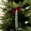 Perlen Beflockung Schleife Weihnachtsdekoration - Weihnachtsbaum Dekor Hängende Anhänger Fenster Wand Dekor Haus Party Neujahrsgeschenk