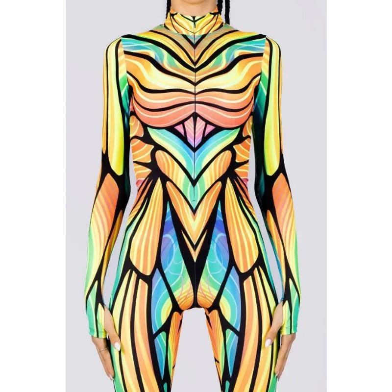 Unisex Cyber Punk 3D Digitaltryck Halloweenfest Rollspelsdräkt Kvinnor Män Cosplay Kostym Karnevals Jumpsuit