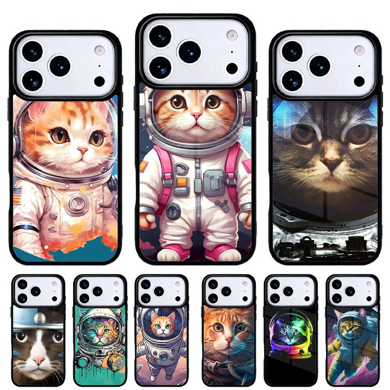Coque de téléphone Space Kitty Cat Adventures pour iPhone 17 Air 16e 15 14 13 Pro Max Coque Arrière pour 12 11 Pro Coque