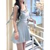 Satinoberfläche Sommer Dame Neu Einfarbig Trägerkleider Hochtailliertes Kleid Bequem Schlank Modisch Jugendlich Lebhaft Elegant Kleid