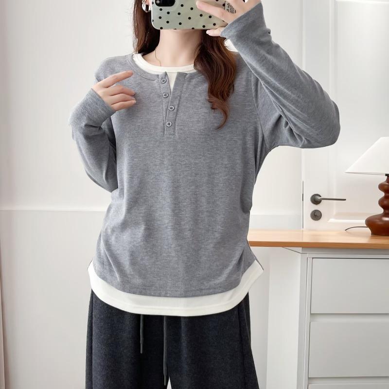 Autumn Plus Size Bottoming Shirt Casual Long-sleeved T-shirt Women s Fashionable Top 2XL