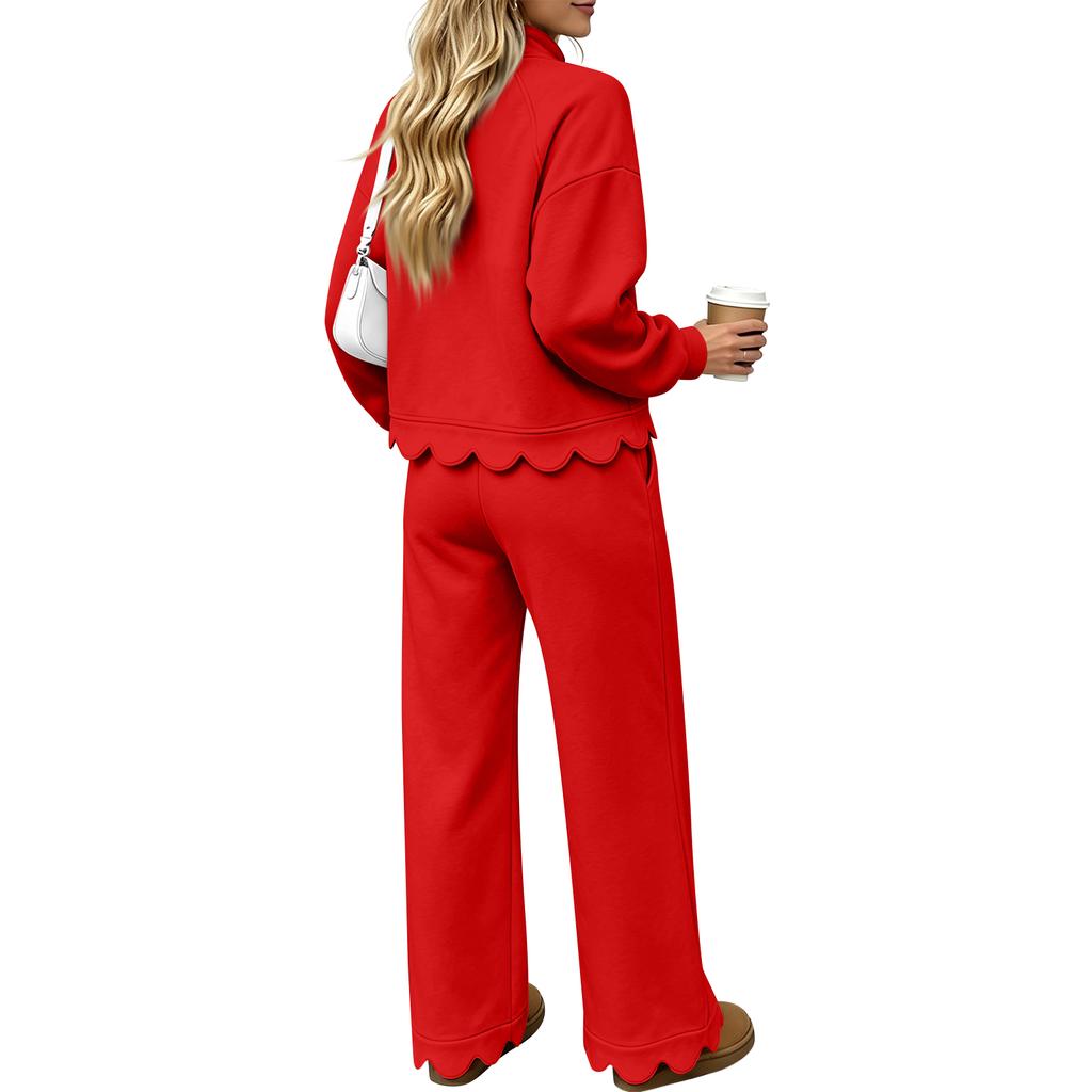 Women's 2 Piece Sweatsuit Set, Sweatshirt and Wide Leg Pants Tracksuit for Casual Wear and Lounging
