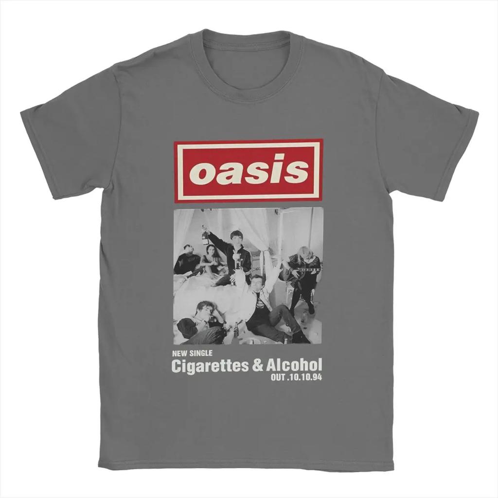The Classic Rock Band Oasis Men's Pure Cotton T-shirt Y2K Short-sleeved Summer Fashion Trend Casual Wear Top