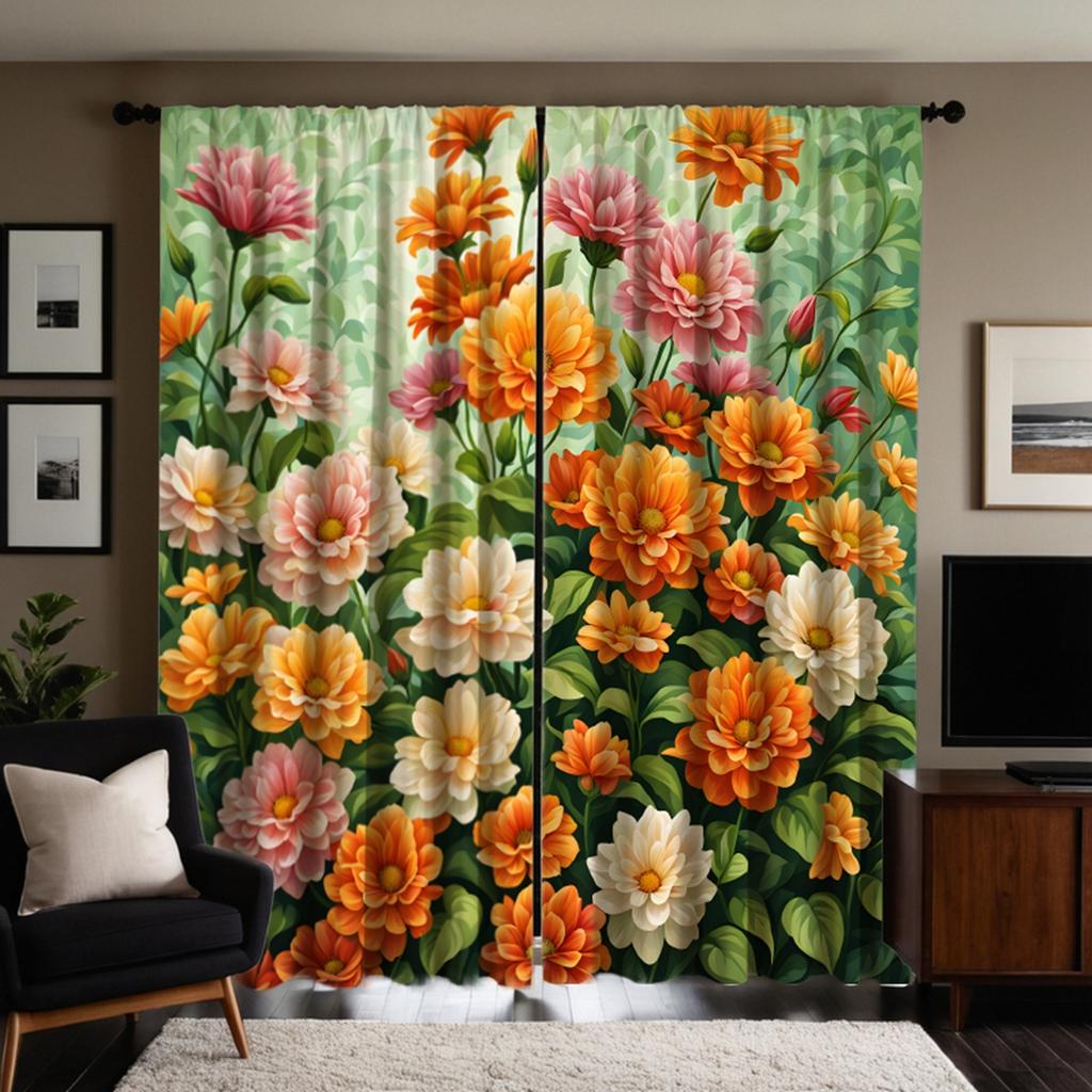 2 buc HD culoare națională bujor Tianxiang perdea decorativă Verde perdea cu imprimare digitală decorare stil decorare casă liv