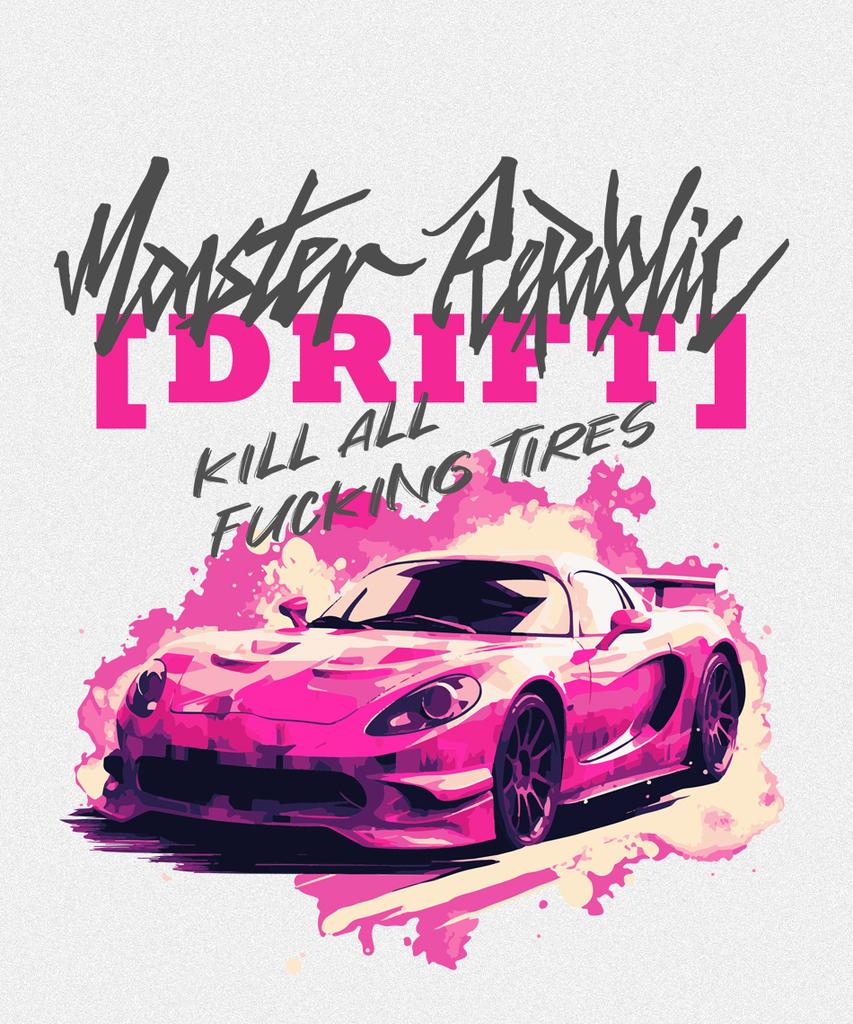 MONSTER REPUBLIC Drift Vivid Pink T-Shirt White