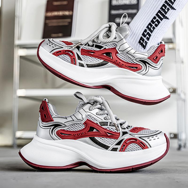 Fashion 2025 Spring Summer New Mesh Dad Shoes for men Thick Sole Height Increasing Breathable Versatile Casual Sports Campus White Snea