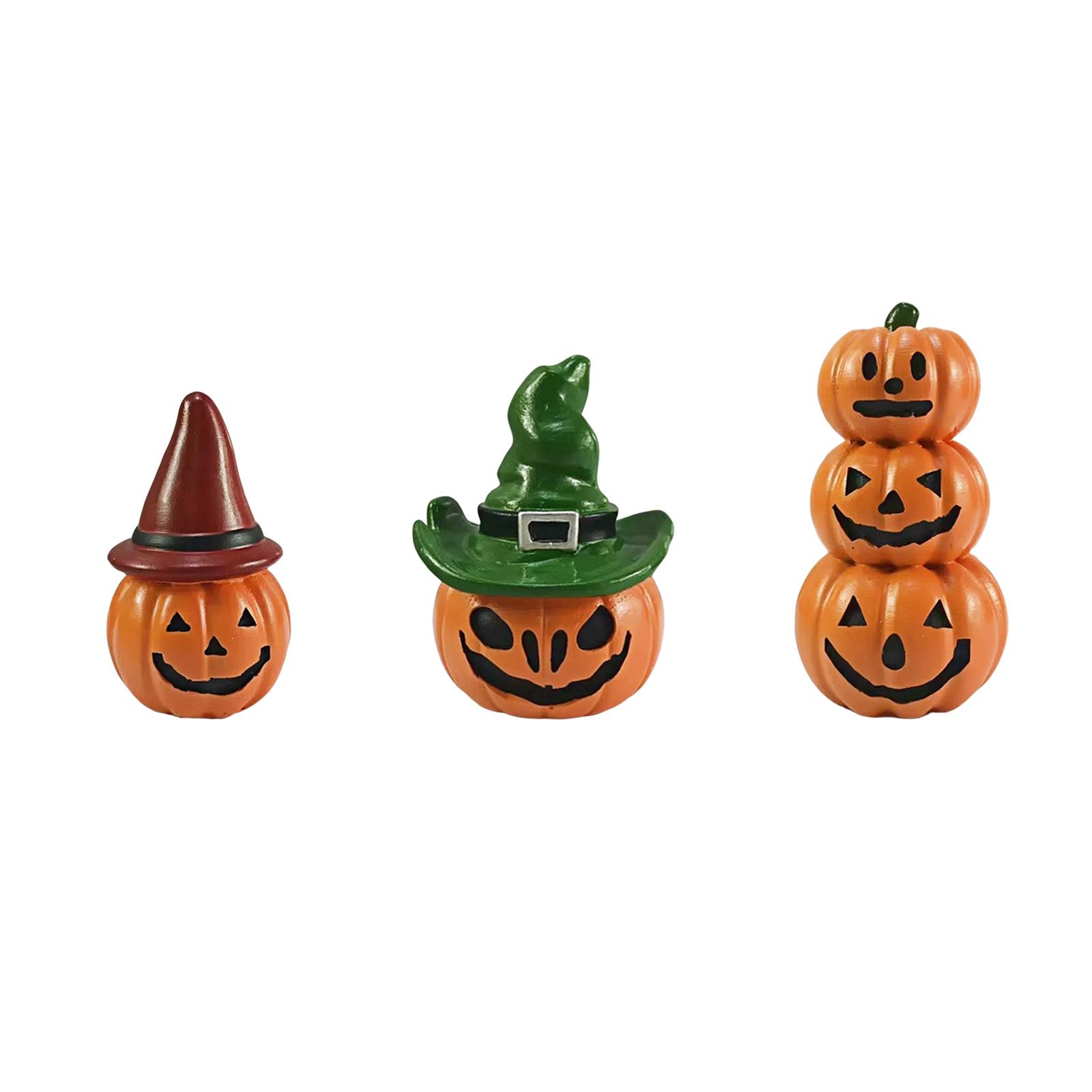 

Miniature Pumpkin Figurine Crafts Resin Statue Landscape Housewarming Gift Halloween Decor for Home Garden Indoor Desk Fireplace Red Hat