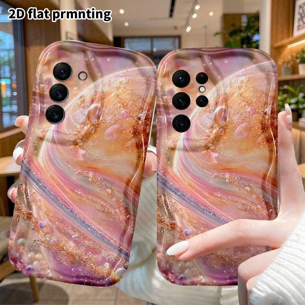 Phone Case: 2D Flat Samsung Galaxy A34 A35 M05 M06 S20 S22 S21 FE Plus 5G Protective Case, Pink-Purple Saturn, Christmas and Halloween Gift