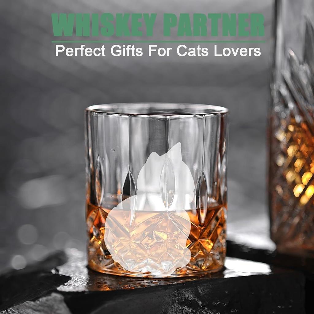 Cat Ice Cube Tray, 3D Silicone Cat-Shaped Ice Mold, 4 Cavity Large Fun Ice Cube Maker for Whiskey Bourbon, Black
