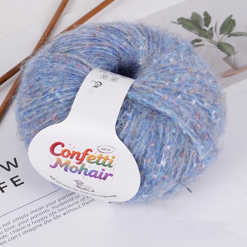 1Roll Yarn Weaving Colored-dot DIY Mohair Yarn Multi-purpose Scarf Yarn Cloth Yarn Bold Line