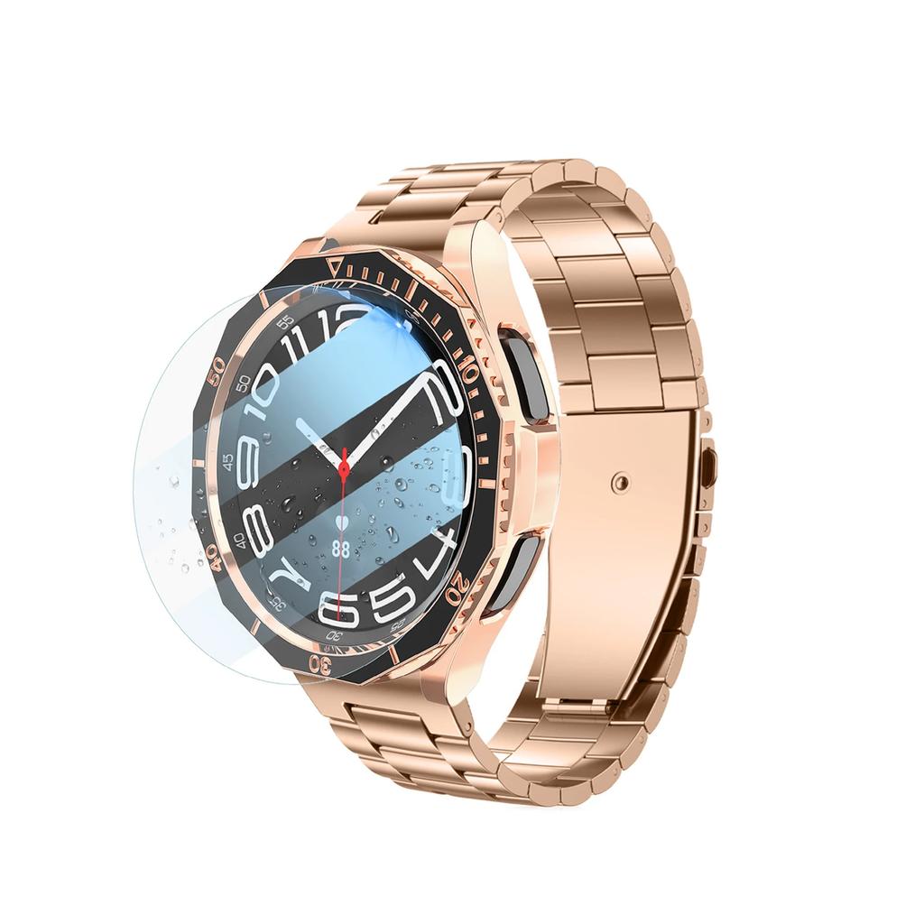 Κιτ Τροποποίησης 4-σε-1 για Samsung Galaxy Watch 6 Classic 43mm 47mm Μεταλλικό Λουράκι από Ανοξείδωτο Ατσάλι Θήκη TPU Στεφάνι Προστατευτική Μεμβράνη